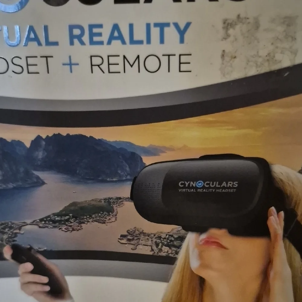 Black Virtual Reality Headset with Remote